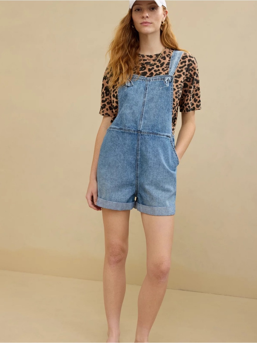 Aerie Denim Overall Shorts Blue knot relaxed fit